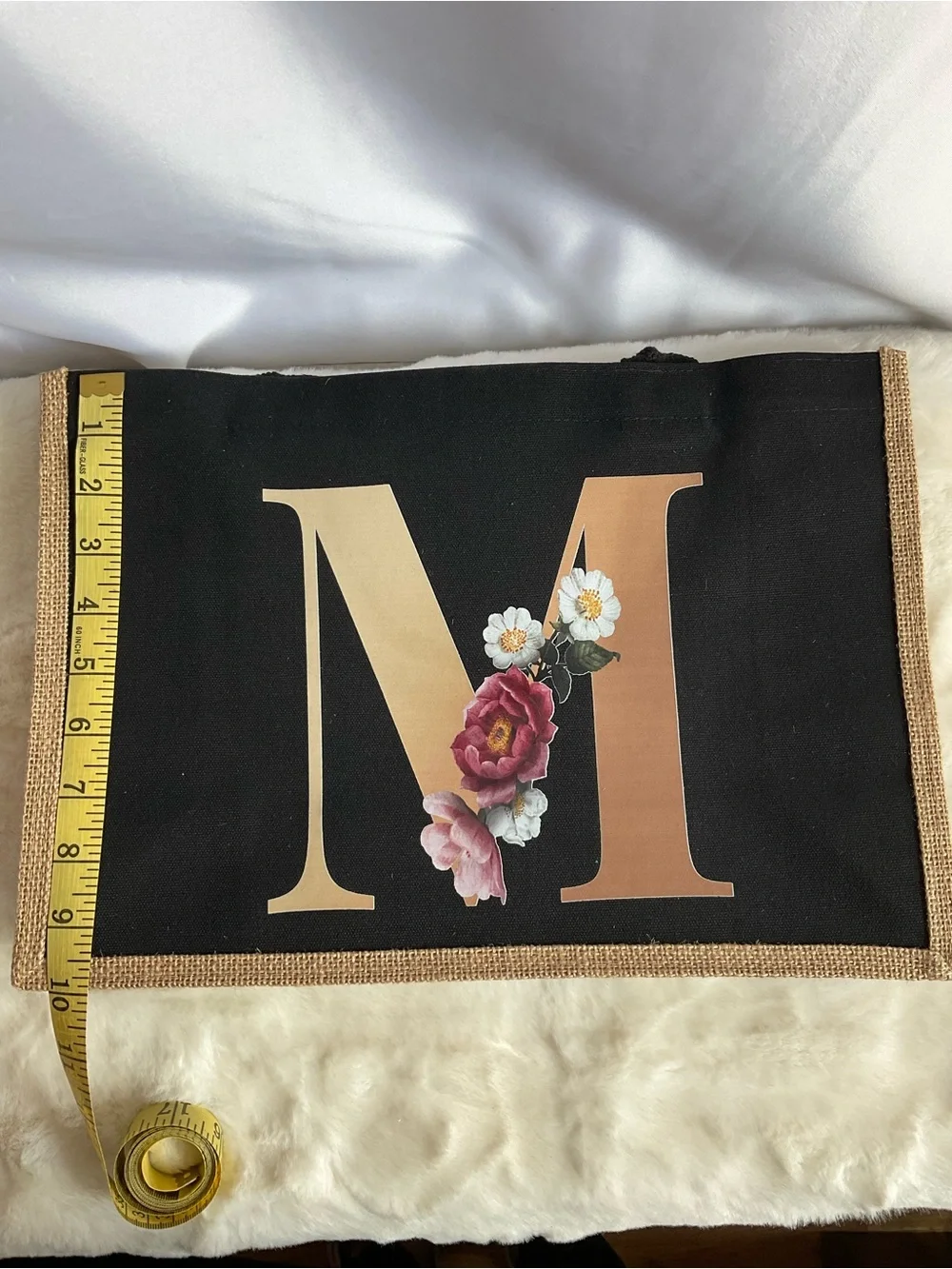 Monogram M Floral textile &  Tote Bag – Black & Natural – Large Carryall